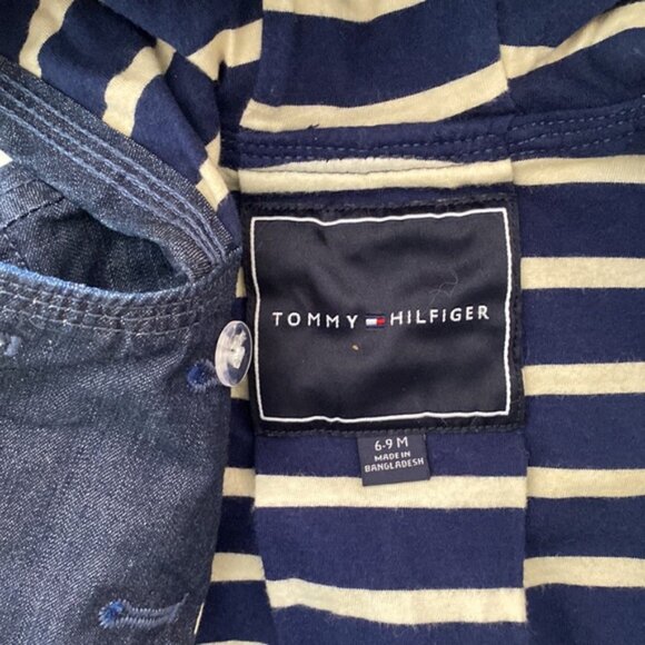 Tommy Hilfiger Baby Girls Hooded Denim Pea Coat Polka-Dot Buttons 6-9 Months - Picture 9 of 11